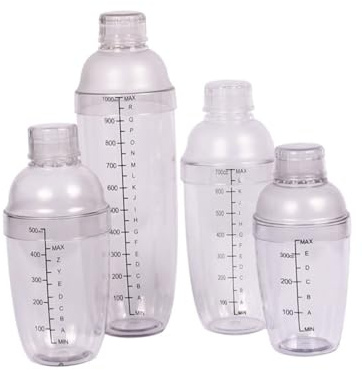 ROMISBABA Set Shaker per Cocktail da Bar 5 Pezzi con Misurino Graduato 350-1000Ml in Plastica Resistente a Temperature da 20℃ a 120℃ Shaker per Drink per Baristi e Locali