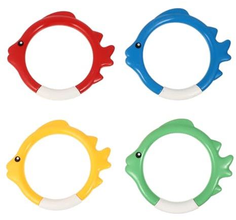 FIXOSHEE Giocattoli per Immersioni Subacquee da Piscina per 4 Pezzi Anelli Colorati Rosso Giallo Verde Blu Giocattolo Estivo per Nuoto e Giochi Acquatici per Principianti e Famiglie