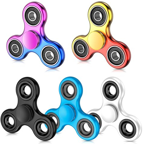 Coolden 5 Stück Fidget Spinner Metall Fidget Toys Finger Spinner für Kinder | Sensorisches Anit Stress Spielzeug Edelstahl EDC Hand Kreisel Geschenke für Erwachsene Jungen Mädchen für Büro Schule, Bunt