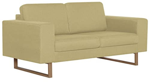 Yamxder 2-Sitzer-Sofa Stoff Grün Modernes kleines Sofa mit Holzrahmen und Eisenbeinen 156x82x75 cm Breite Sitzfläche abnehmbare Kissenbezüge für Wohnzimmer Büro Flur und Schlafzimmer
