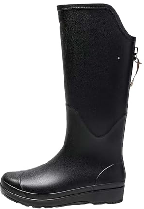 Stivali di gomma da donna verdi, stivali da pioggia alti con chiusura lampo, stivali da pioggia, stivali in gomma, stivali da trekking, stivali da pesca, stivali da pioggia, Nero , 40 EU