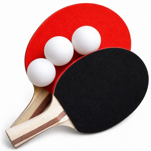 Tischtennis-Schläger-Set - 2 Schläger in Turnier-Qualität mit 3 Tischtennisbällen in Sterne-Qualität ..