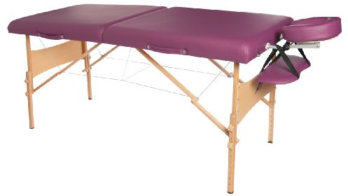 3B Scientific Massage- / Therapieliege, Behandlungsliege, Naturholzgestell, zusammenklapp- und tragbar, höhenverstellbar, bordeauxrote Polsterung