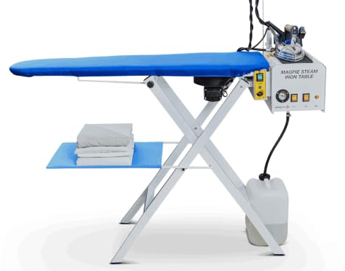 Sistema de planchado industrial británico Magpie por Speedypress – 5 litros de caldera, vacío y tabla de planchar con calefacción y plancha