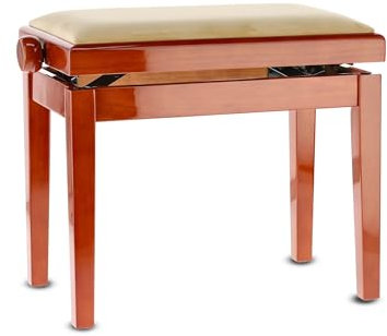 GEWA Pianobank Deluxe, Massivholz, höhenverstellbar, Kirsche hochglanz