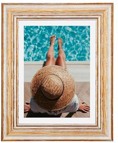 Mein Landhaus Bois Véritable Vintage Cadre Toskana Im Rustique Shabby-Chic Look (Blanc/Marron), Traditionnel Châssis en Bois Style - Naturel Belle ! - blanc/marron, 30x40 cm