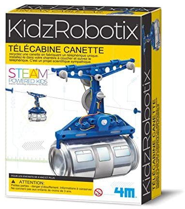 4M KidzRobotix Télécabine canette à Construire Enfant – Kit téléphérique motorisé avec canette recyclée – Jeu Scientifique STEM dès 8 Ans