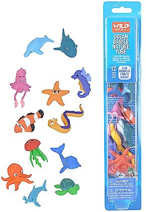 Wild Republic 20826 Baby Meerestiere Spielfiguren-Set, Nature Tube, 12-teilig, Multi