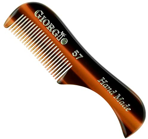 Giorgio G57 Extra Small Men's Fine Tooth Beard and Mustache Comb for Facial Hair Grooming and Styling. Wallet Pocket Comb Beard Comb for Men, Handmade, Saw-Cut and Hand Polished