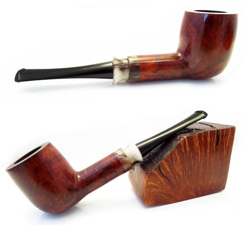 Handmade Wooden Briar Millenium Billar Tobacco Pipe Designed for Pipe Smokers and Box (Millenium Morvedre)