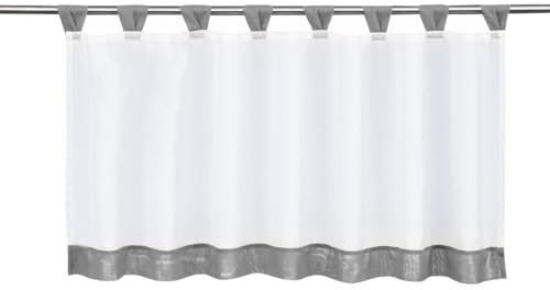 Yujiao Mao 1er-Pack Voile Scheibengardine mit Schlaufen HxB 30x90cm Grau
