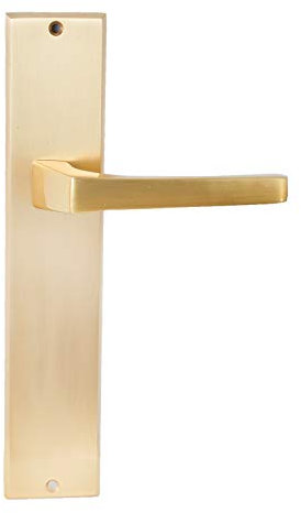 Manivela derecha de latón. Fabricado en España. Color latón satinado. Barnizado semi-brillo. Medida placa: 230x50 mm.