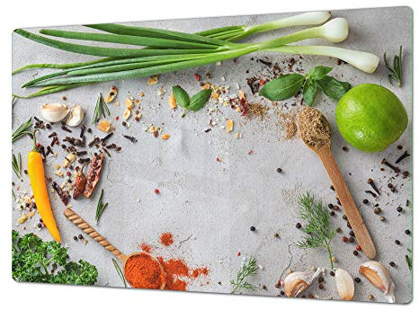 Huge Tempered Glass COOKTOP Cover – Glass Cutting Board and Worktop Saver – Single: 80 x 52 cm (31,5” x 20,47”); Double: 40 x 52 cm (15,75” x 20,47”); A Spice Series DD03B