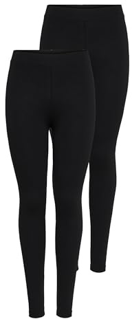 ONLY NOS Damen Onllive Love NEW Leggings 2-PK NOOS Leggings, 2per Pack Schwarz (Black Pack: Black and Black), W(Herstellergröße: S)