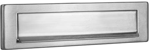 Gedotec, sportello per giornali in acciaio inox, per porte di casa e porte d'ingresso della casa, grande sportello di ingresso inossidabile, fessura per posta a destra, 340 x 76 mm, 1 pezzo
