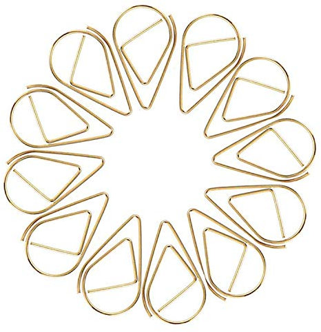 Büroklammer - JUYOO 100pcs Wasser Tropfen Form Lesezeichen Metall Golden - für Buch, Memo, Papier, Poster, Foto
