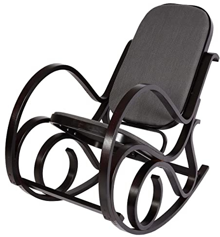 Mendler Rattan im Trend M41 - Mecedora (madera maciza, aspecto de nogal, tela), color gris