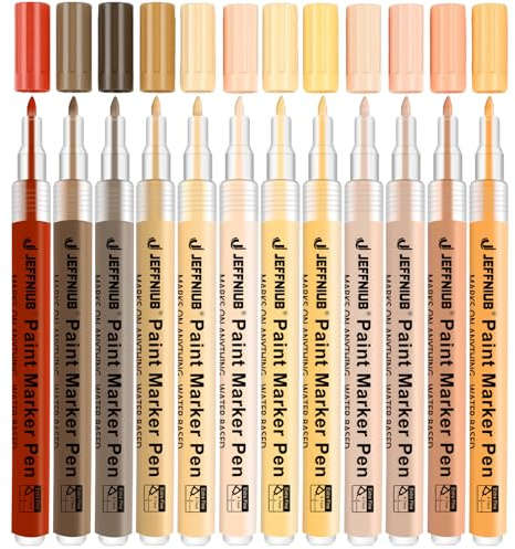 Acrylic Paint Pens Set of 12 Colors, 0.7mm Fine tips Skin Tone Markers