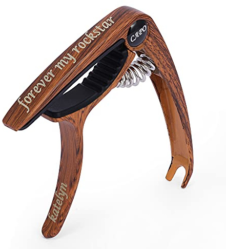 jewelora Personalised Guitar Capo Suitable for Acoustic & Electric Guitars Ukulele Bass Mandolin and Banjo Engraved your Name or any Message Capotastos Gift for Friends (Wooden)