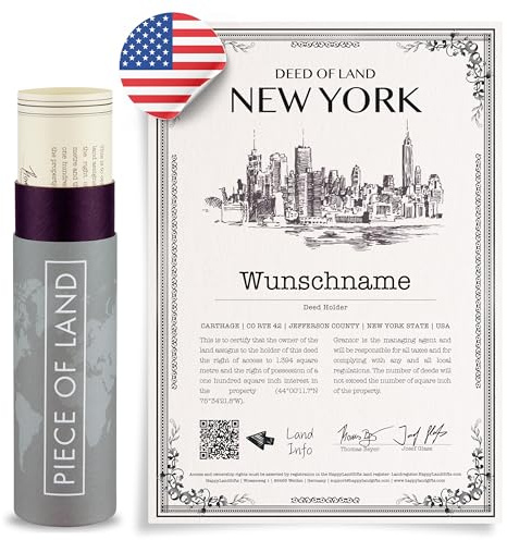 happylandgifts® Echtes New York Grundstück als einzigartiges Geschenk für Amerika Fans | Personalisierte Besitzurkunde mit Wunschname | New York Geschenke | Geburtstag