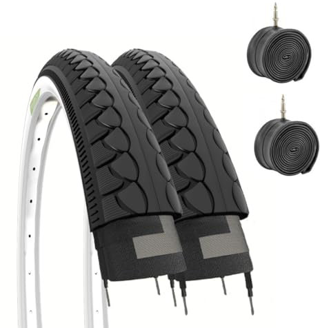 Ecovelò Blanco Negro MTB Bicicleta Híbrida 26 x 1,50 (40-559) + Cámaras Neumáticos Slick 2 Cubiertas de 26 x 1,50 cm, Adultos Unisex, Talla única