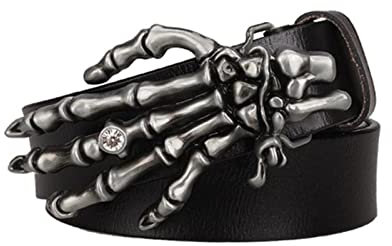 CECECOLEPansr Mode Cool Totenkopf Griff Schnalle Leder Gürtel Männer Jeans Punk Rock Cowboy Bund Hip Hop Gürtel Male Kleidung Accessoires Strap, Schwarzer Gürtel, 110Cm (43,3 Zoll)