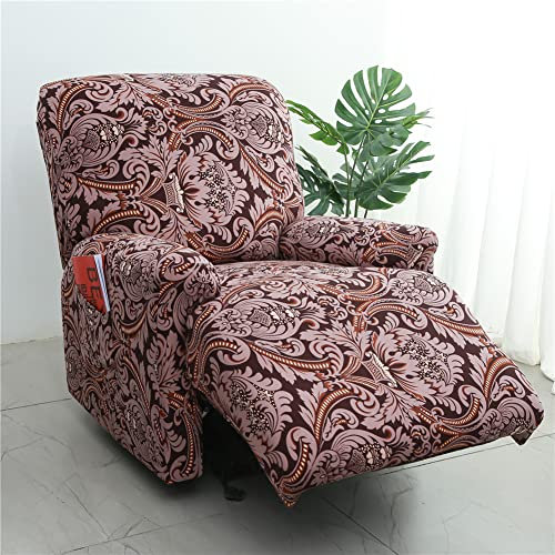 FANSU Stretchhusse für Relaxsessel Komplett Sesselbezug, Sesselschoner für Recliner Stuhl Sessel, Klassische Retro Barock Stretch Sofabezug, Elastisch Bezug für Fernsehsessel Liege (rot)