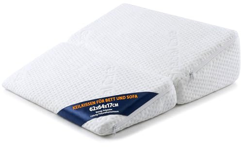 Totsy Baby Cuscino Antireflusso Adulti & a Cuneo per Letto 45x140 cm - da Lettura Triangolare Schienale Letto – Cuscino Reflusso Rialzo per Leggere a Letto Fodera Lavabile Oeko-Tex