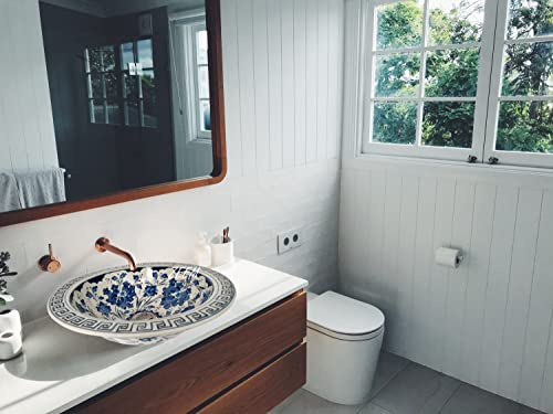 Bleu Blanc Bathroom Washbasin, Kitchen Vessel Sink, Above Countertop Basin, Bowl Sink, Guest Bathroom Renovation, Bath Vanity Top Washstand