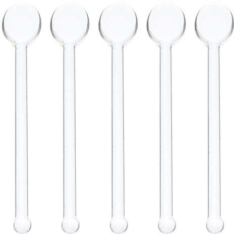 Operitacx 5 Stück Hochborosilikat Glas Kaffeelöffel 13 Cm – Vielseitige Rührlöffel Für Kaffee Tee Cocktails & Desserts Spülmaschinenfest
