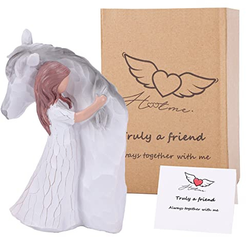 CHUANGLI Pferd Dekor Geschenke für Pferdeliebhaber, Freundschaft Figur Leise Stärke, Gedenkgeschenke für Frauen Mädchen, Handbemalte Figur, Weißes Pferd