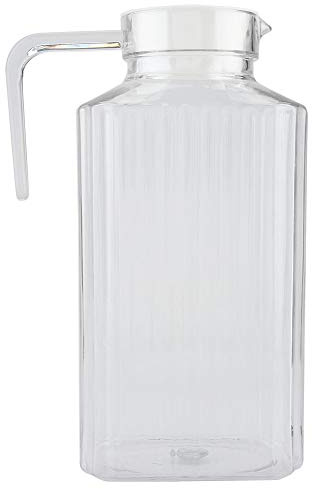 eistee pitcher, vattenkanna vattenkanna, kylskåpsmugg med lock, akryl transparent juiceflaska randigt vatten iskall juicekanna isvattenkanna med lock för bar hem (1 800 ml)