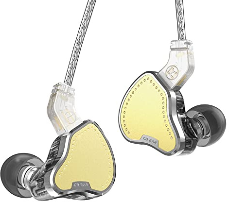 Yinyoo KBEAR KB2208 - Auricolari con cavo in-ear con monitor 1DD+2BA, leggeri auricolari IEM con cavi staccabili a 2 pin, suono basso Hifi per musica, gioco, sport (oro, senza microfono)