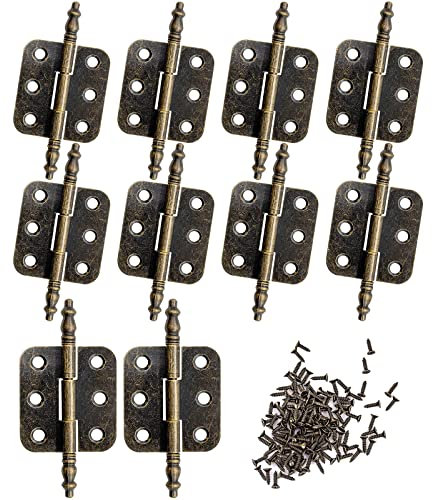 Guador Vintage Charnières Bronze Mini Charnières Pliantes en Bronze Charniere Porte Placard Charnières Anciennes Charniere Porte Charnières D'Armoire 10pcs 70 * 35mm Charnière de Meubles avec 60 Vis