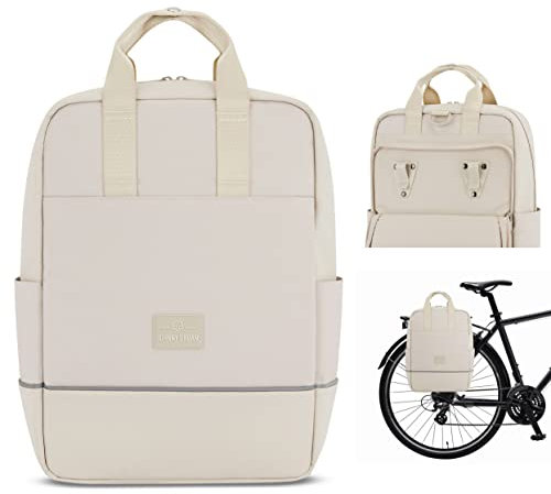 Johnny Urban Fahrradtaschen für Gepäckträger Damen & Herren Beige - Jona Medium Bike - 2 in 1 Fahrrad Tasche Rucksack & Gepäckträgertasche Hinten - Wasserabweisend