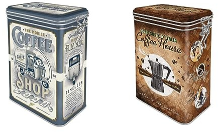 Nostalgic-Art Boîte à café rétro, Ape – Coffee Shop – Idée de cadeau pour fans d'Italie, Récipient avec couvercle aromatique, Design vintage, 1,3 l & Boîte à café rétro, Coffee House