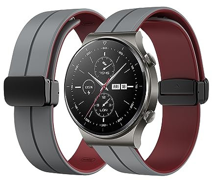 Silikon Armband für Huawei Watch GT2 Pro Magnetisch Armband 22mm Ersatzarmband Sport Silikon Weiches Armbänder mit Herren Damen Sportarmband mit Huawei Watch GT 2 Pro Ersatzband (10,22mm)