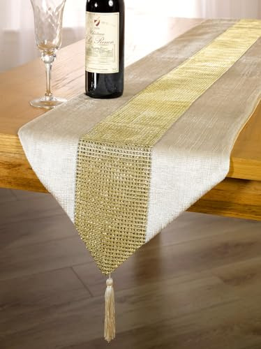 Emma Barclay Eclat Diamante gnistrande tofslöpare (bläck och guld, 33 x 183 cm (13 x 90 tum)