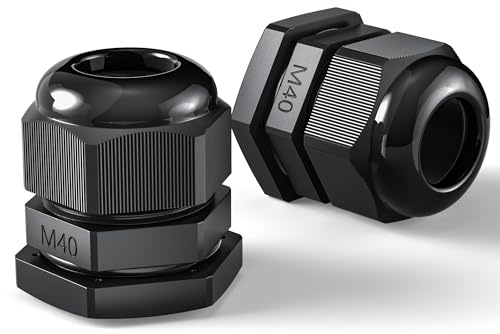 PEBA Kabelverschraubung M40x1.5 Wasserdicht Kabeldurchführung,IP68 Kabelverschraubungen Set mit Gegenmutter Kunststoff, Kabeleinführung Verstellbare für 22-32mm,Gummitülle Kabeldurchführung Schwarz