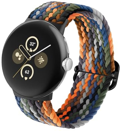 SimpleThings Geflochtene Armbänder für Google Pixel Watch 3 4(41mm)/2/1 Armband, Verstellbare Atmungsaktive Sportschlaufe Nylon für Pixel Watch Armband Herren Damen