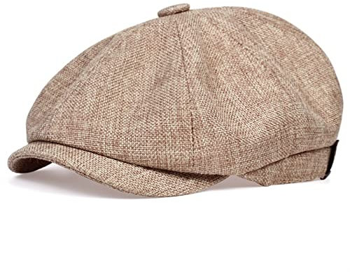 FICORD Schiebermütze Herren Männer Zeitungsjunge Schirmmütze Frühling Sommer Dünne Retro Baskenmütze Wilde Lässige Hüte Unisex Achteckige Kappe Gatsby Caps Gorras,Beige,56-60Cm