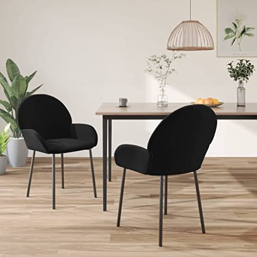 MNISDFL Küchenstühle Bequemer Lesesessel Wohnzimmersessel Esszimmerstühle 2 STK. Schwarz Samt