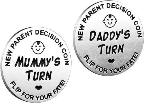 New Parents Decision Coin, Newborn Baby Gifts,Flip Coin Decision,Funny Decision Coin for New Parents,Stainless Steel Commemorative Coins,aby Shower Gift for Birthday, Anniversary,New Parents(Silver)