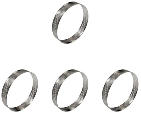 OUNONA 4pcs Round Ring Stainless Steel Perforated Cake Ring for French Dessert Small Fruit Crust Circle Tartlet Baking at Home