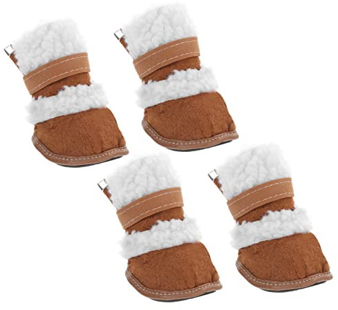 Sosoport 2paare Hundeschuhe Kurz rutschfest Wärmeisolierend Für Chihuahua Und Kleine Hunde Winterstiefel Outdoor Schneeschutz Pfotenschutz Khaki