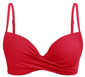 Aqua Eve Women Underwire Bikini Top Only Push Up Swim Top Bra Swimsuit Tops Padded Bathing Suit Top Red M