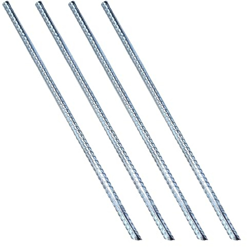 15 Inch Rebar Stakes 4 Pack Ground Rebar Stake Heavy Duty Ground Anchor Long Straight Steel Stakes Plant Support Stake for Concrete Timber Garden Plant
