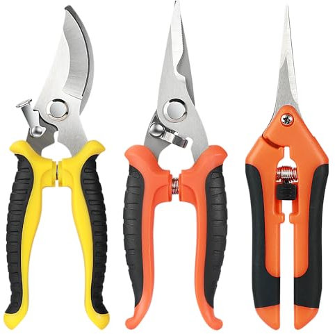 Bypass Gartenschere Gardena Set, 3 Stück Schere Scharfe Rosenschere aus Edelstahl, Gartenschere Bypass-Schneide für Pflanzen und frisches Holz Bonsai Schere, Rebschere Rosenschere, Rattan Reparieren