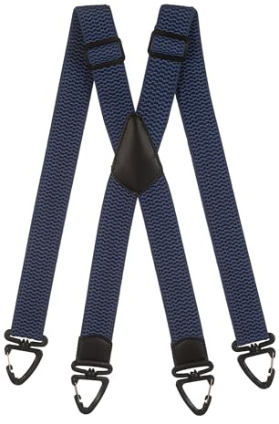 Olata Herren-Hosenträger in X-Form, mit Plastikkarabinern, 40 mm | Verstellbare 40-mm-Hosenträger in X-Form mit Karabiner und Lederkreuz; sicher für Arbeit oder elegante Kleidung.