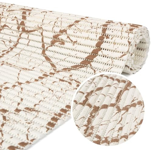 ANRO Weichschaummatte Badematte Bad Dusche WC Vorleger Teppich Antirutsch Badläufer Marmor Beige Weiß 200x65cm